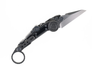 NOC Front Flipper Folding Knife Black Titanium Handle M390 Plain Edge MT11-BK