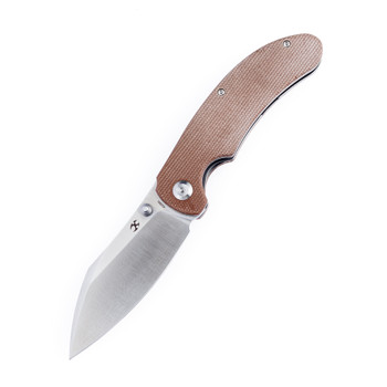 Kansept Nesstreet Folding Knife Brown Micarta Handle S35VN Plain Edge Satin Finish K1039A1