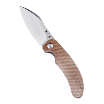Kansept Nesstreet Folding Knife Brown Micarta Handle S35VN Plain Edge Satin Finish K1039A1