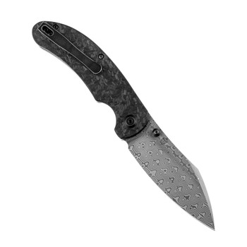 Kansept Nesstreet Folding Knife Shred Carbon Fiber Handle Damascus Plain Edge K1039D1