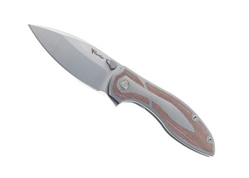 Reate Iron X Flipper Pocket Knife Brown Micarta & Titanium handle M390 Blade