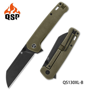 QSP Penguin Plus  XL Folding Knife Bronze Titanium Handle 20CV Plain Edge Black Stonewash Finish QS130XL-B