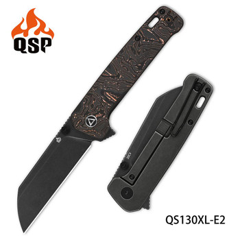 QSP Penguin Plus  XL Folding Knife Copper Foil/Carbon Fiber Handle 20CV Plain Edge Black Stonewash Finish QS130XL-E2 QSP Penguin Plus  XL Folding Knife Copper Foil/Carbon Fiber Handle 20CV Plain Edge Black Stonewash Finish QS130XL-E2