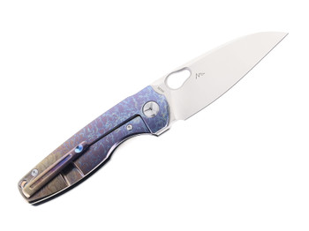 TwoSun TS129-Color Folding Knife Carbon Fiber/Anodized Color Back Handle M390 Plain Edge