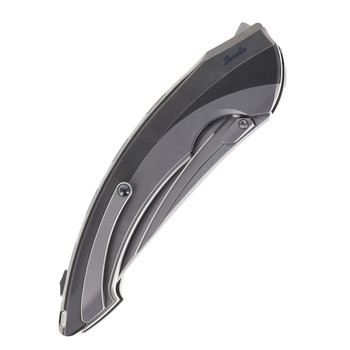 Rike Lamella Flipper Pocket Knife Dark Gray Titanium Handle M390 Blade Plain Edge DG/P