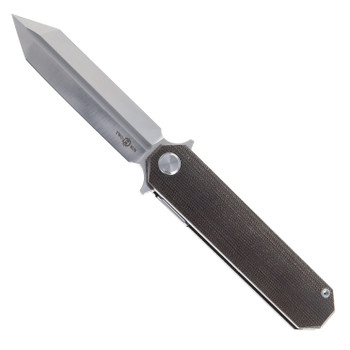 TwoSun Folding Flipper Knife Micarta Handle D2 Plain Edge TS52-D2-MC