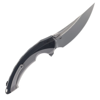 Rike Lamella DLC Flipper Pocket Knife Black DLC Titanium Handle CPM M390 Blade Plain Edge