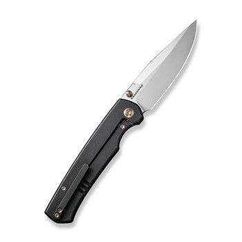 WE Evoke Folding Knife Black Titanium Handle 20CV Clip Point Plain Edge Silver Bead Blast Finish WE21046-1