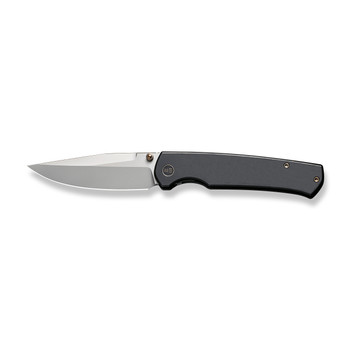 WE Evoke Folding Knife Black Titanium Handle 20CV Clip Point Plain Edge Silver Bead Blast Finish WE21046-1