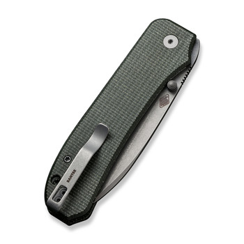 WE Big Banter Folding Knife Green Canvas Micarta Handle 20CV Drop Point Plain Edge Gray Stonewash Finish WE21045-2 WE Big Banter Folding Knife Green Canvas Micarta Handle 20CV Drop Point Plain Edge Gray Stonewash Finish WE21045-2