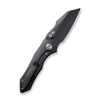 WE High-Fin Folding Knife Black Titanium Handle 20CV Plain Black Blade WE22005-1