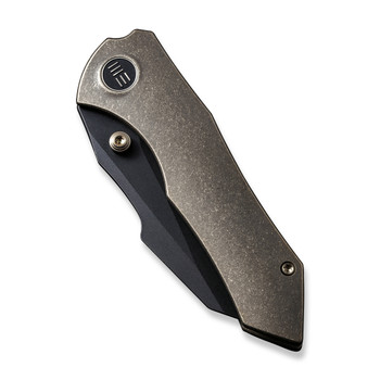 WE High-Fin Folding Knife Bronze Titanium Handle 20CV Plain Black Blade WE22005-2