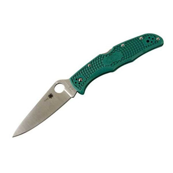 Spyderco Endura 4 Flat Ground Folding KnifeVG10 Satin Steel Blade Green FRN Handle C10FPGR