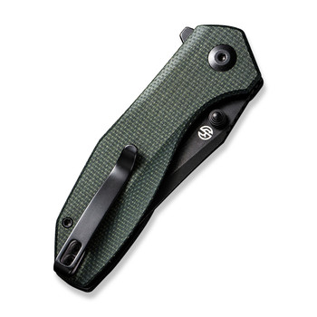 Civivi ODD 22 Folding Knife Green Canvas Micarta Handle 14C28N Clip Point Plain Edge Black Stonewash Finish C21032-2