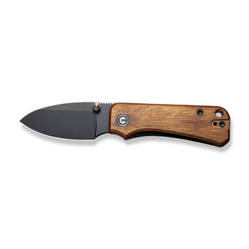 Civivi Baby Banter Folding Knfie Cuibourtia Wood Handle Nitro-V Drop Point Plain Edge Black Stonewash Finish C19068SB-2