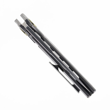 TwoSun Folding Knife Brown Micarta/Carbon Fiber Handle M390 Plain Edge TS142-M390