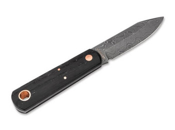 Boker Barlow BFF Fixed Blade Knife Brown Bog Oak Wood Handle Damascus Plain Edge 120508DAM