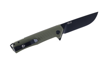 Tekto F1 Alpha Folding Knife Green G10 Handle D2 Plain Black Blade