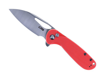 CJRB Lago Folding Knife Red G10 Handle AR-RPM9 Drop Point Plain Edge Sand Polish Finish J1926-RE