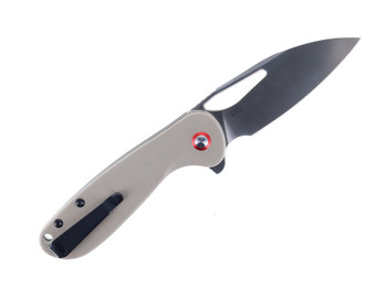 CJRB Lago Folding Knife Tan G10 Handle AR-RPM9 Drop Point Plain Edge Sand Polish Finish J1926-DE