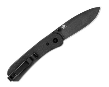 Knafs Lander EDC Folding Knife Black Handle D2 Drop Point Plain Black Blade KLBK