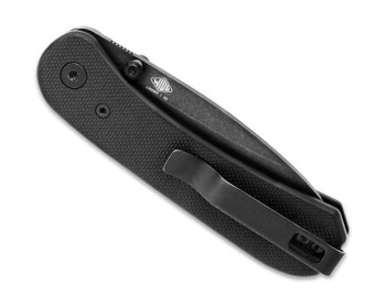 Knafs Lander EDC Folding Knife Black Handle D2 Drop Point Plain Black Blade KLBK