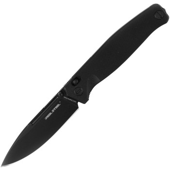 Real Steel Huginn Folding Knife Black G10 Handle VG-10 Plain Black Blade RS7652B