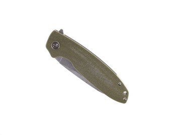 Petrified Fish Terra Flipper Pocket Knife Green Micarta Handle Stonewashed D2 Blade PF-B01-GRMW