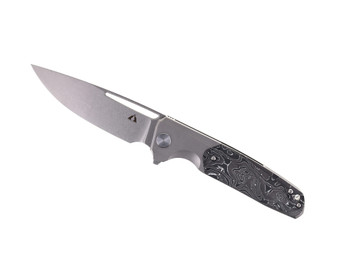 CMB Darma Folding Knife Sandblast Titanium/Carbon Fiber Handle M390 Plain Edge Stonewash Finish 12S CMB Darma Folding Knife Sandblast Titanium/Carbon Fiber Handle M390 Plain Edge Stonewash Finish 12S
