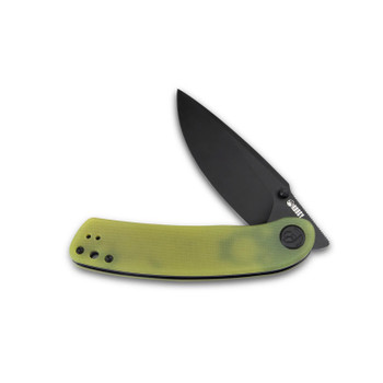 Kubey Momentum Folding Knife Translucent Yellow G10 Handle AUS10 Plain Edge Dark Stonewash Finish KU344F