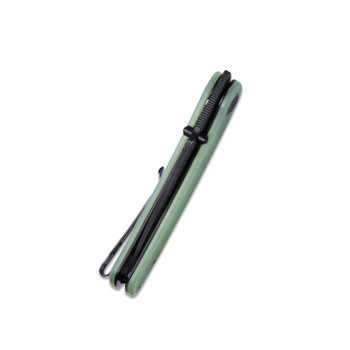 Kubey Momentum Front Flipper Folding Knife Jade G10 Handle AUS10 Plain Edge Dark Stonewash Finish KU344J