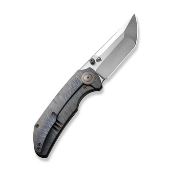 WE Thug XL Folding Knife Tiger Stripe Flame Titanium Handle 20CV Tanto Plain Edge Satin Finish WE20028D-2