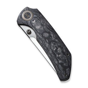 WE Thug XL Folding Knife Shredded Carbon Fiber/Titanium Handle 20CV Tanto Plain Edge Satin Finish WE20028E-1