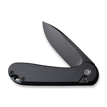 Civivi Button Lock Elementum II Folding Knife Black G10 Handle Nitro-V Plain Edge Black Stonewash Finish C18062P-1