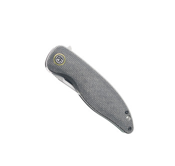 Petrified Fish Simum Flipper Folding Knife Black Micarta Handle K110 Plain Edge Satin Finish PF-P06-DMS