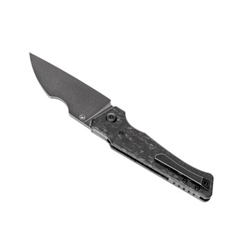Kansept Egress Folding Knife Black Shredded Carbon Fiber Handle S35VN Plain Edge Black Stonewash Finish K1033B2