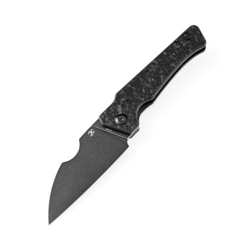 Kansept Egress Folding Knife Black Shredded Carbon Fiber Handle S35VN Plain Edge Black Stonewash Finish K1033B2