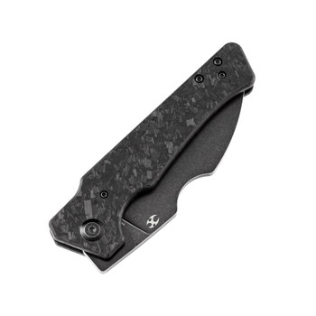 Kansept Egress Folding Knife Black Shredded Carbon Fiber Handle S35VN Plain Edge Black Stonewash Finish K1033B2