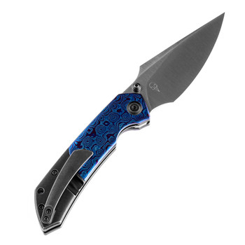 Kansept Fenrir Folding Knife Black Titanium/Timascus Handle S35VN Plain Edge Satin Finish K1034A7