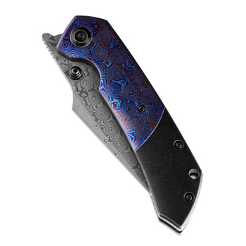 Kansept Fenrir Folding Knife Black Titanium/Timascus Handle Damascus Plain Edge K1034A8