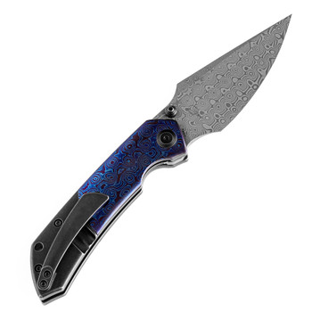 Kansept Fenrir Folding Knife Black Titanium/Timascus Handle Damascus Plain Edge K1034A8