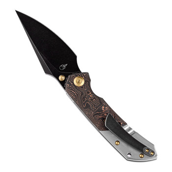 Kansept Fenrir Folding Knife Black Titanium/Copper Carbon Fiber Handle S35VN Plain Edge Black Stonewash Finish K1034A9