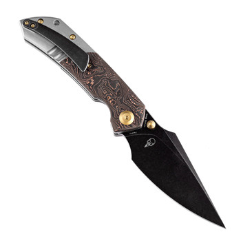 Kansept Fenrir Folding Knife Black Titanium/Copper Carbon Fiber Handle S35VN Plain Edge Black Stonewash Finish K1034A9