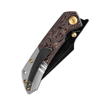 Kansept Fenrir Folding Knife Black Titanium/Copper Carbon Fiber Handle S35VN Plain Edge Black Stonewash Finish K1034A9