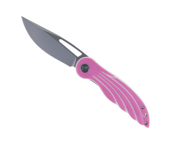 Petrified Fish Nightingale Front Flipper Folding Knife Pink G10 Handle 14C28N Plain Edge E06-PKP