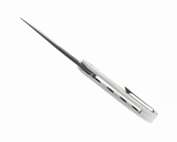 Petrified Fish Nightingale Front Flipper Folding Knife White G10 Handle 14C28N Plain Edge E06-WP