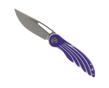 kamo様 Petrified Fish Nightingale Folding Knife Purple G10 Handle 14C28N
