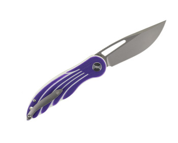 Petrified Fish Nightingale Folding Knife Purple G10 Handle 14C28N Plain Edge E06-PP