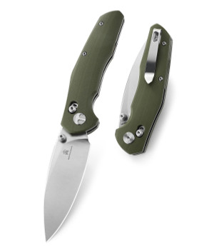 Bestechman Ronan Folding Knife OD Green G10 Handle 14C28N Plain Edge Satin Finish BMK02B