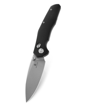 Bestechman Ronan Folding Knife Black G10 Handle 14C28N Plain Edge Stonewash Finish BMK02D